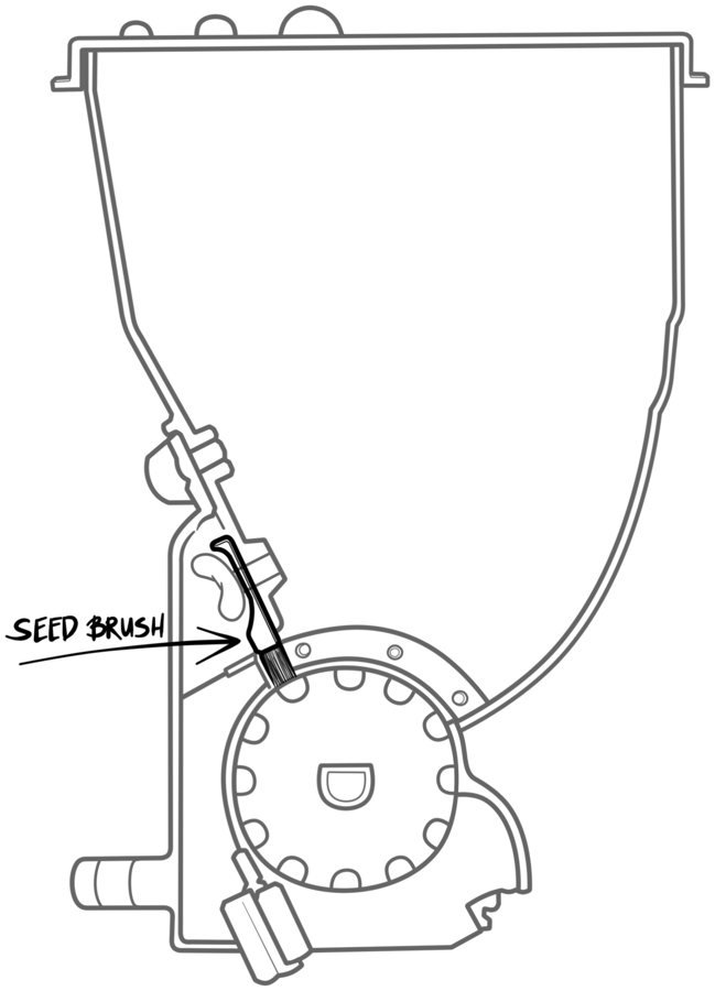 Seed brush inside the Jang hopper