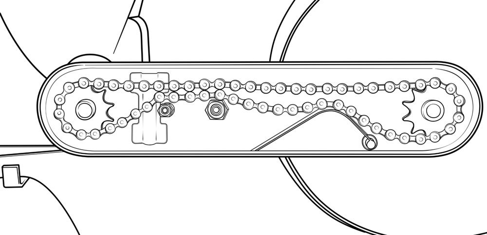 Jang chain box with front and rear sprockets