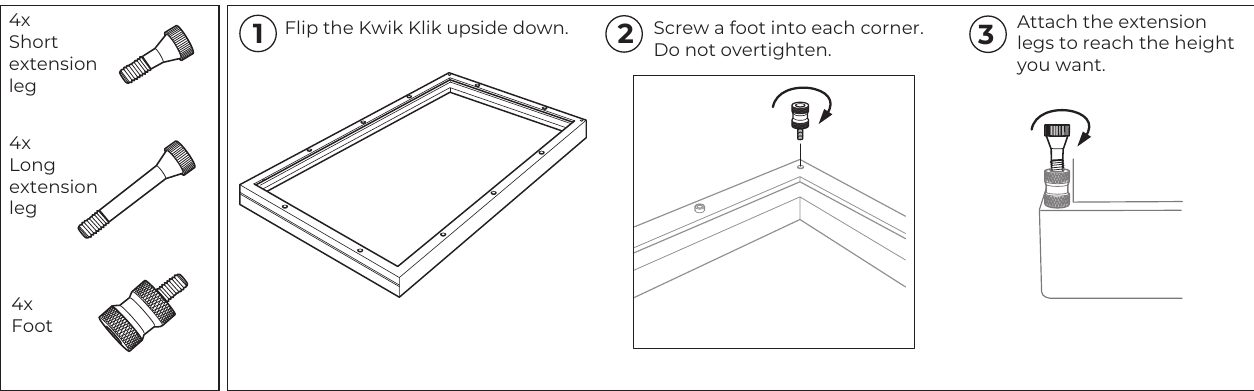 Installing feet and extension legs on the Kwik Klik
