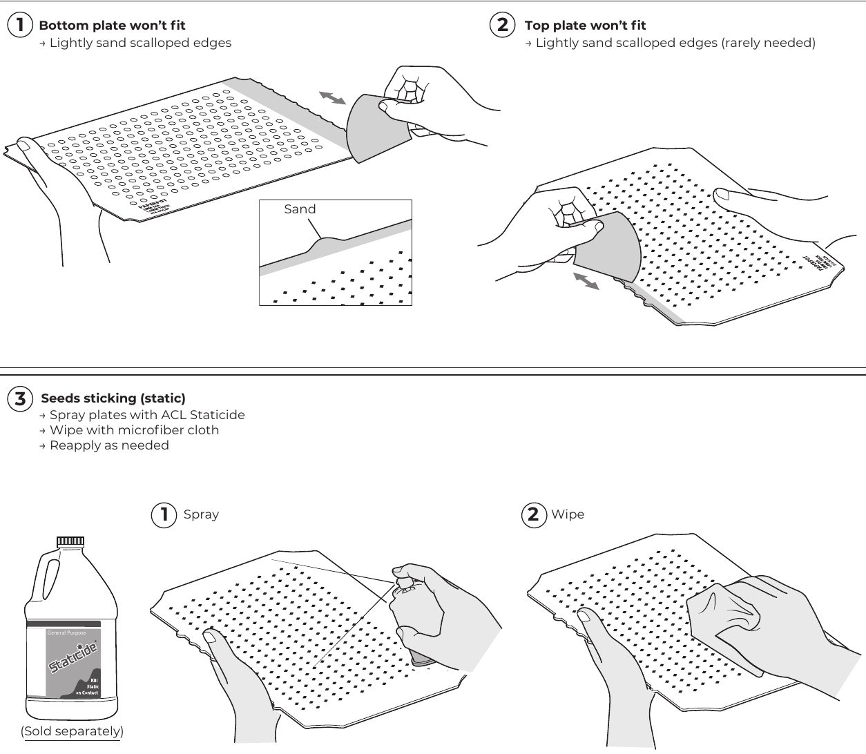 Sanding plate edges and applying Staticide to a Kwik Klik plate